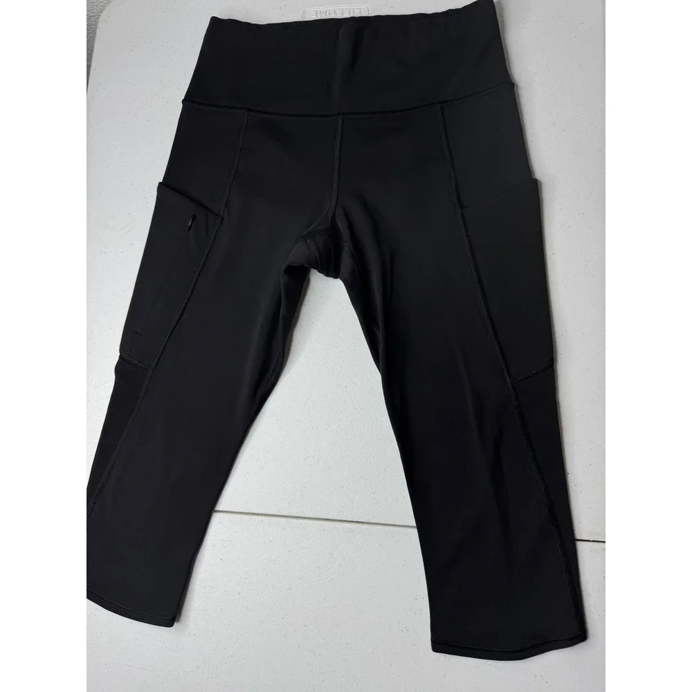 Athleta Women Black High Rise‎ Crop Leggings with Pockets Size S